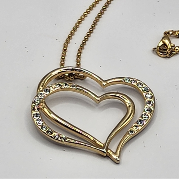 Gold Double heart necklace - Picture 4 of 5